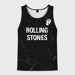 Майка-безрукавка мужская Rolling Stones glitch на темном фоне: символ сверх, цвет: 3D-черный