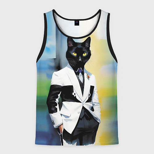 Мужская майка без рукавов Cat fashionista - neural network - pop art / 3D-Черный – фото 1