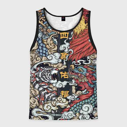Мужская майка без рукавов Japanese art / 3D-Черный – фото 1