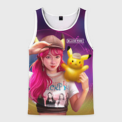 Майка-безрукавка мужская Jisoo and Pikachu, цвет: 3D-белый