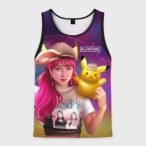 Мужская майка без рукавов Jisoo and Pikachu / 3D-Черный – фото 1