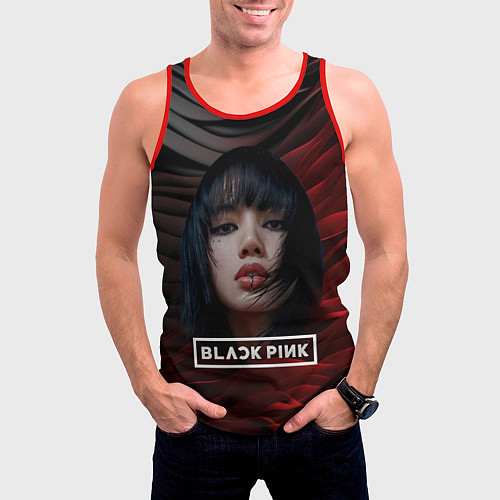 Мужская майка без рукавов Blackpink red and black / 3D-Красный – фото 3