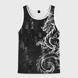 Мужская майка без рукавов White dragon - grunge