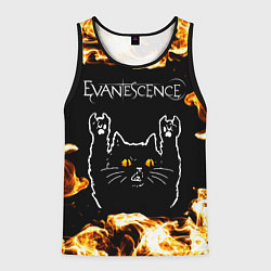 Майка-безрукавка мужская Evanescence рок кот и огонь, цвет: 3D-черный