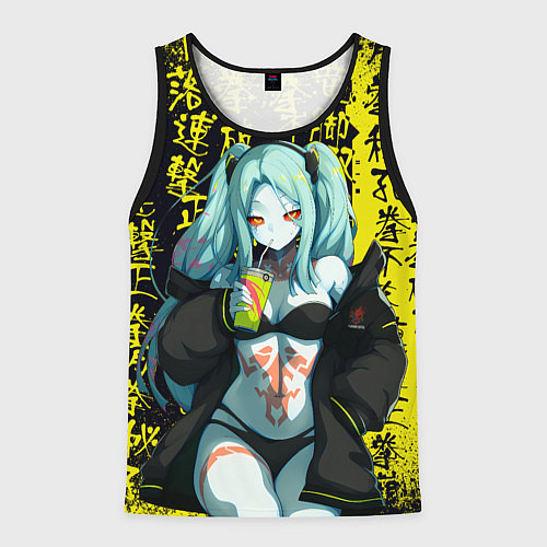 Мужская майка без рукавов Ребекка в куртке самурая - Киберпанк / 3D-Черный – фото 1