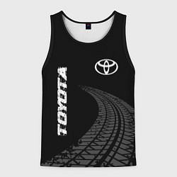 Майка-безрукавка мужская Toyota speed на темном фоне со следами шин: надпис, цвет: 3D-черный