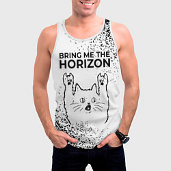 Майка-безрукавка мужская Bring Me the Horizon рок кот на светлом фоне, цвет: 3D-белый — фото 2
