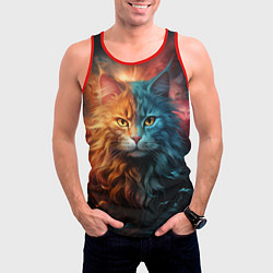 Майка-безрукавка мужская Сердитый котик, цвет: 3D-красный — фото 2