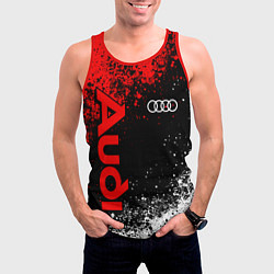 Майка-безрукавка мужская Ауди - красный и белый, цвет: 3D-красный — фото 2