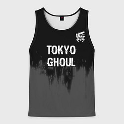 Майка-безрукавка мужская Tokyo Ghoul glitch на темном фоне: символ сверху, цвет: 3D-черный