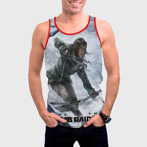 Мужская майка без рукавов Lara is hunting / 3D-Красный – фото 3