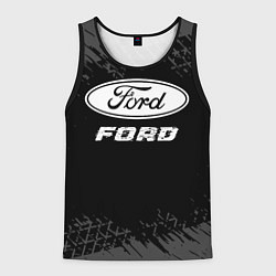 Майка-безрукавка мужская Ford speed на темном фоне со следами шин, цвет: 3D-черный