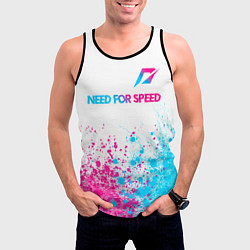 Майка-безрукавка мужская Need for Speed neon gradient style: символ сверху, цвет: 3D-черный — фото 2