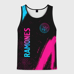 Майка-безрукавка мужская Ramones - neon gradient: надпись, символ, цвет: 3D-черный