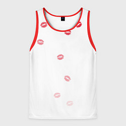 Майка-безрукавка мужская Следы поцелуев губы, цвет: 3D-красный