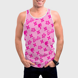 Майка-безрукавка мужская Барби паттерн розовый, цвет: 3D-белый — фото 2