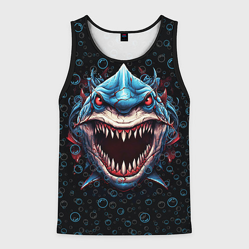 Мужская майка без рукавов Evil shark / 3D-Черный – фото 1