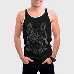 Майка-безрукавка мужская Волк стилизация чёрный, цвет: 3D-белый — фото 2