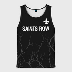 Майка-безрукавка мужская Saints Row glitch на темном фоне: символ сверху, цвет: 3D-черный