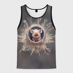 Майка-безрукавка мужская Мордочка забавного поросёнка, цвет: 3D-черный