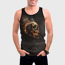 Майка-безрукавка мужская Горящий череп в дыму, цвет: 3D-черный — фото 2