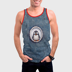Майка-безрукавка мужская Маленький забавный пингвинчик, цвет: 3D-красный — фото 2