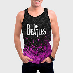 Майка-безрукавка мужская The Beatles rock legends: символ сверху, цвет: 3D-черный — фото 2