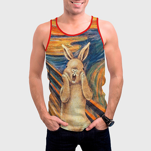 Мужская майка без рукавов Картина Крик - кролик / 3D-Красный – фото 3