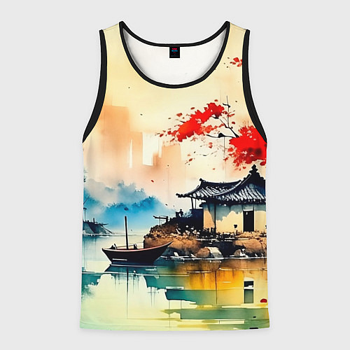 Мужская майка без рукавов Краски природы / 3D-Черный – фото 1