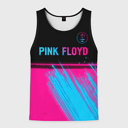 Майка-безрукавка мужская Pink Floyd - neon gradient: символ сверху, цвет: 3D-черный