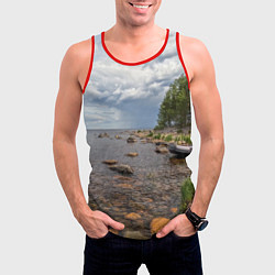 Майка-безрукавка мужская Лодка на Ладоге, цвет: 3D-красный — фото 2
