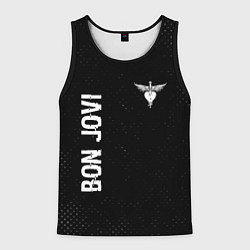 Майка-безрукавка мужская Bon Jovi glitch на темном фоне: надпись, символ, цвет: 3D-черный