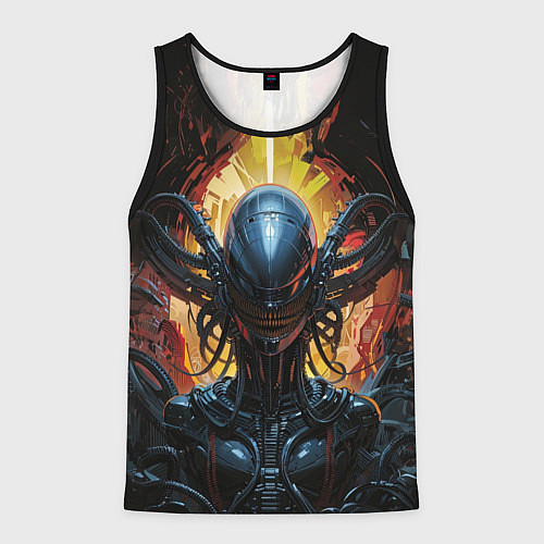 Мужская майка без рукавов Улыбающийся ксеноморф / 3D-Черный – фото 1
