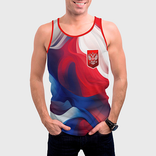 Мужская майка без рукавов Красный герб России / 3D-Красный – фото 3