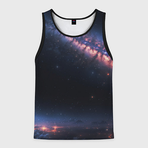 Мужская майка без рукавов Млечный путь в звездном небе / 3D-Черный – фото 1