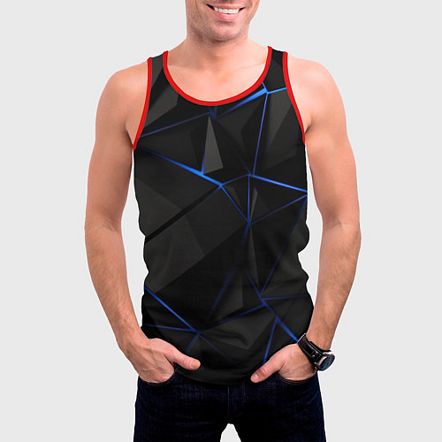 Мужская майка без рукавов Black blue style / 3D-Красный – фото 3