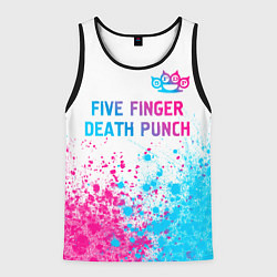 Майка-безрукавка мужская Five Finger Death Punch neon gradient style: симво, цвет: 3D-черный