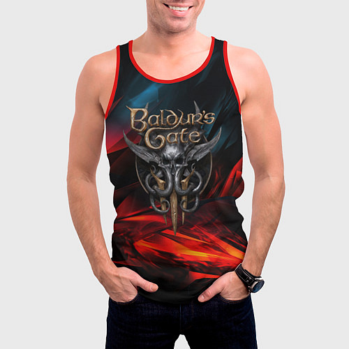 Мужская майка без рукавов Baldurs Gate 3 logo / 3D-Красный – фото 3