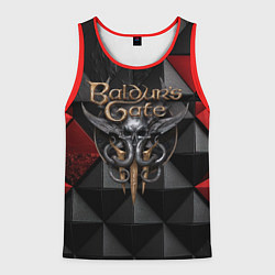 Майка-безрукавка мужская Baldurs Gate 3 logo red black, цвет: 3D-красный