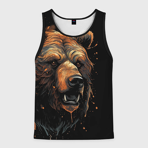 Мужская майка без рукавов Бурый медведь / 3D-Черный – фото 1