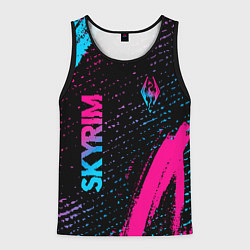 Майка-безрукавка мужская Skyrim - neon gradient: надпись, символ, цвет: 3D-черный