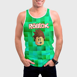 Майка-безрукавка мужская Roblox head на пиксельном фоне, цвет: 3D-белый — фото 2