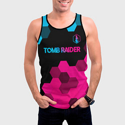 Майка-безрукавка мужская Tomb Raider - neon gradient: символ сверху, цвет: 3D-черный — фото 2