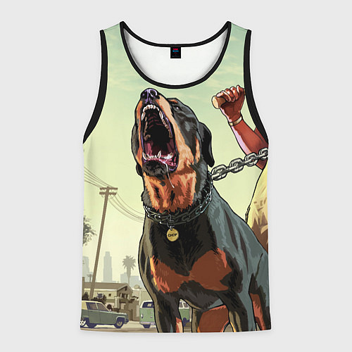 Мужская майка без рукавов Собака из GTA / 3D-Черный – фото 1