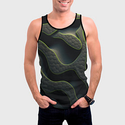 Майка-безрукавка мужская Объемная темная текстура, цвет: 3D-черный — фото 2