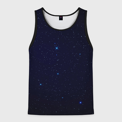 Мужская майка без рукавов Тёмный космос и синие звёзды / 3D-Черный – фото 1