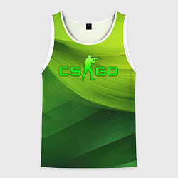 Майка-безрукавка мужская CSGO green logo, цвет: 3D-белый