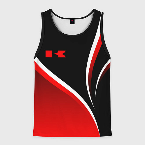 Мужская майка без рукавов Кавасаки - красные волны / 3D-Черный – фото 1