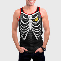 Майка-безрукавка мужская Скелет: ребра с птицей, цвет: 3D-красный — фото 2