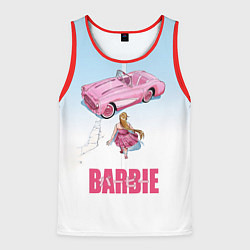 Майка-безрукавка мужская Барби на дороге, цвет: 3D-красный